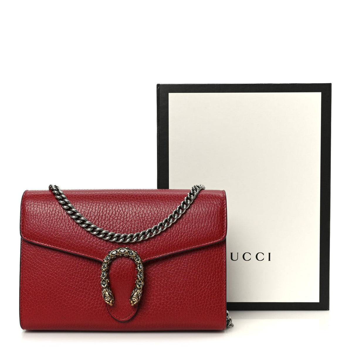 Calfskin Mini Dionysus Chain Wallet Hibiscus Red
