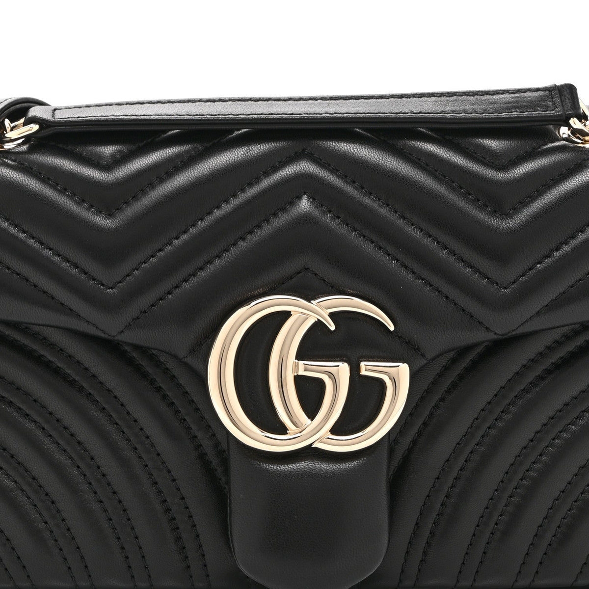Lambskin Matelasse Medium GG Marmont Shoulder Bag Black