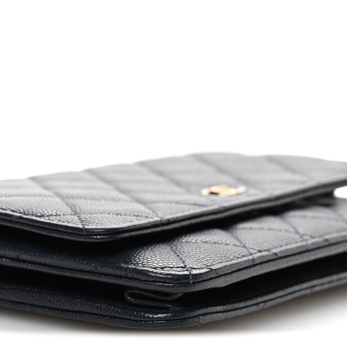 Caviar Quilted Wallet on Chain WOC Navy Blue