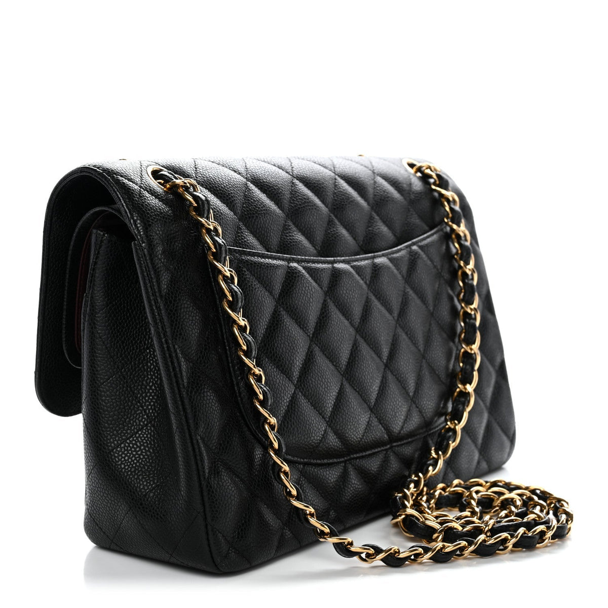 Caviar Quilted Jumbo Double Flap Black