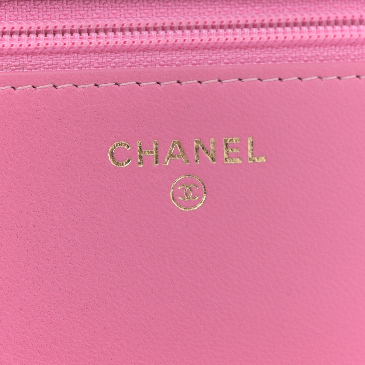 Lambskin Quilted CC Pearl Crush Wallet on Chain WOC Pink
