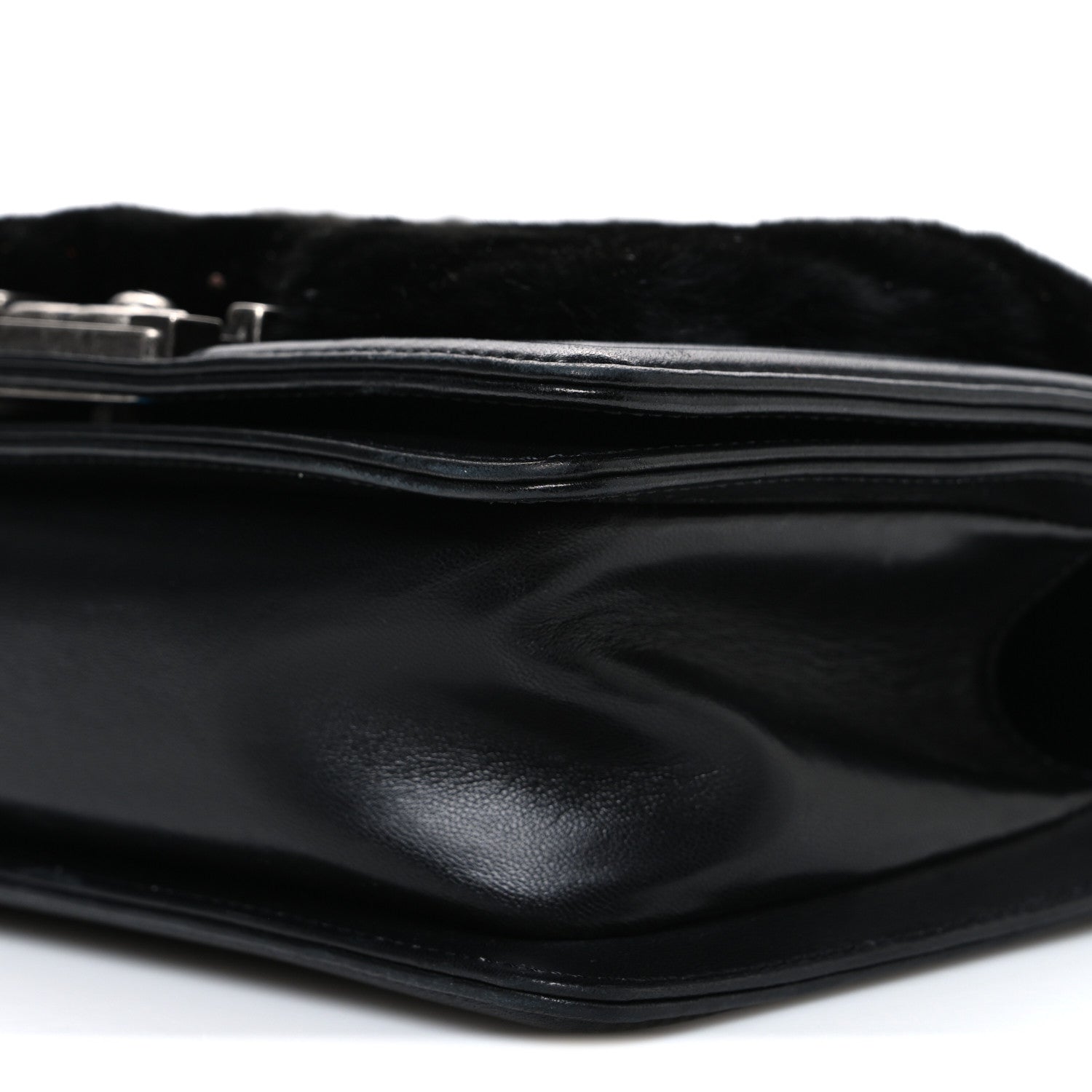 Orylag Rabbit Fur Calfskin Small Boy Flap Black