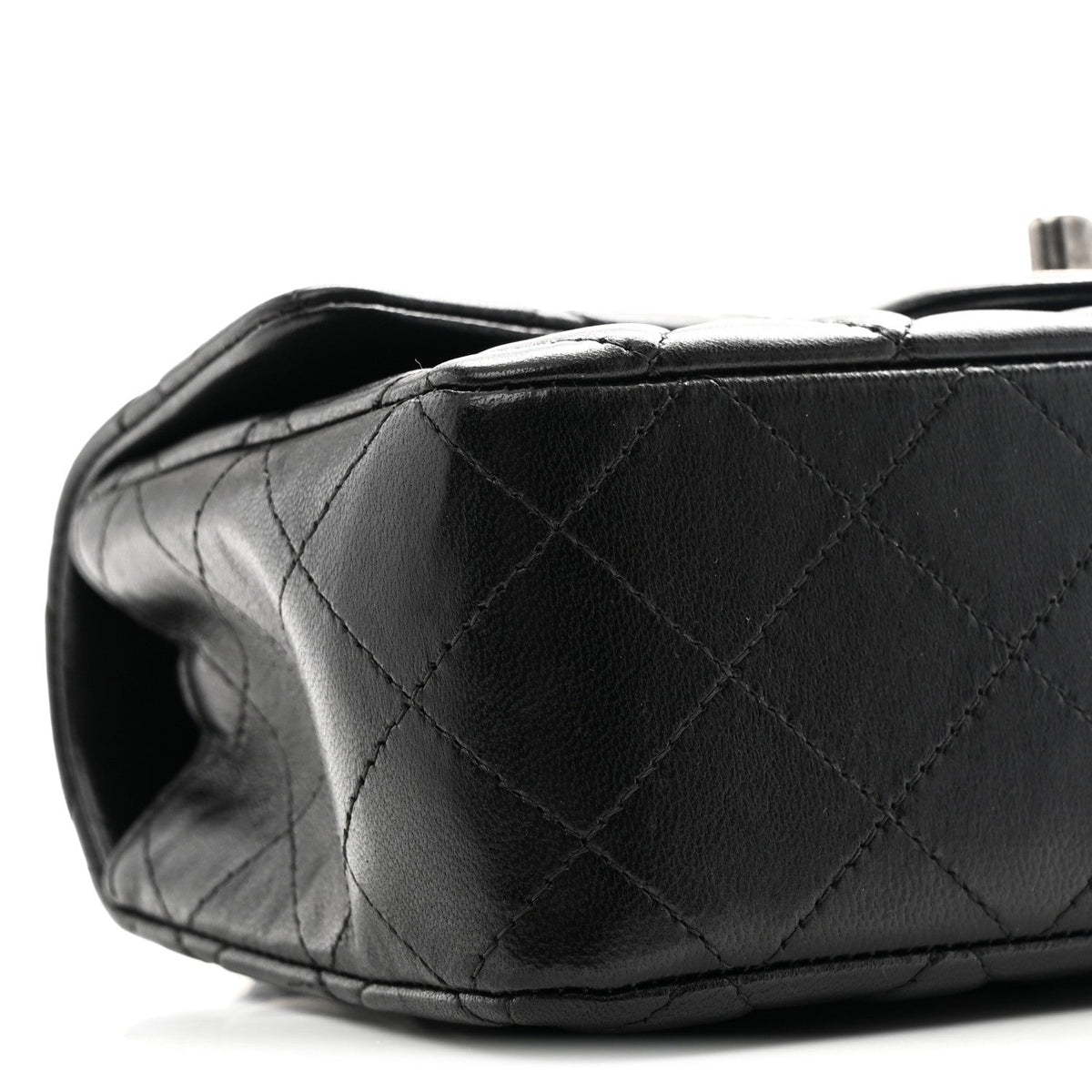 Lambskin Quilted Mini Rectangular Flap Black