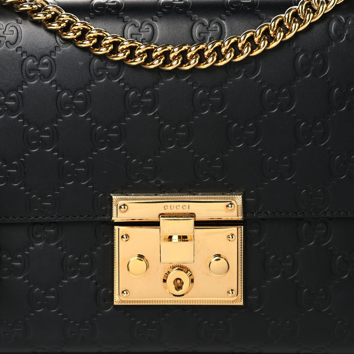 Guccissima Medium Padlock Shoulder Bag Black