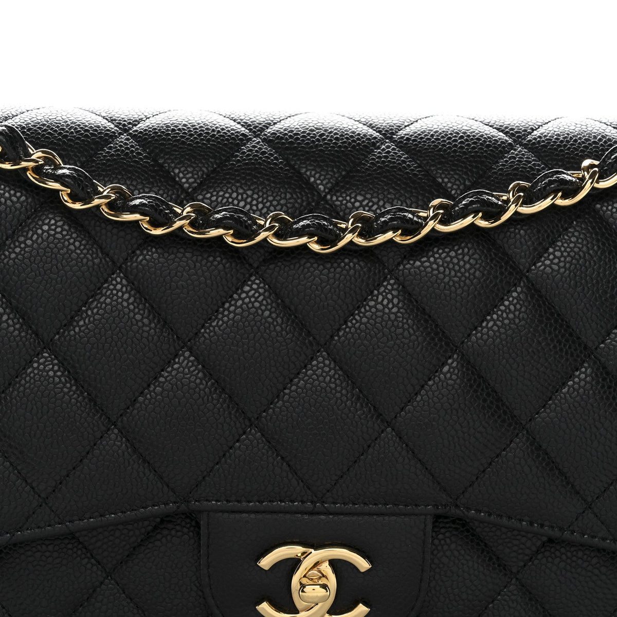 Caviar Quilted Jumbo Double Flap Black