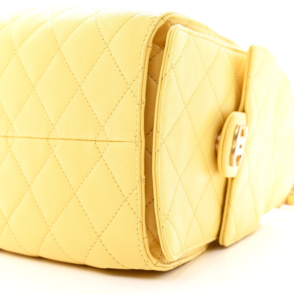 Caviar Quilted Small Chanel 25 Handbag Light Yellow