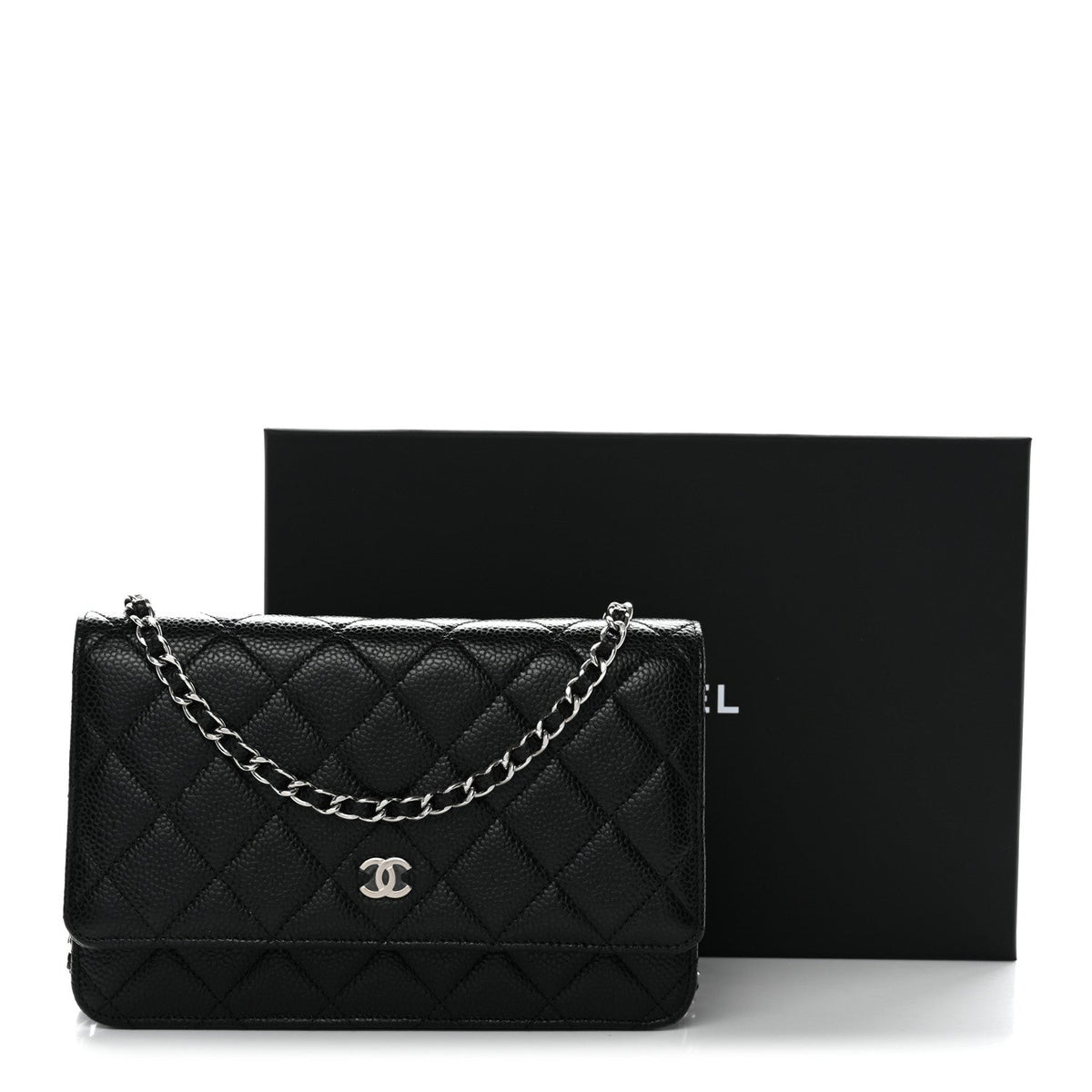 Caviar Quilted Wallet On Chain WOC Black