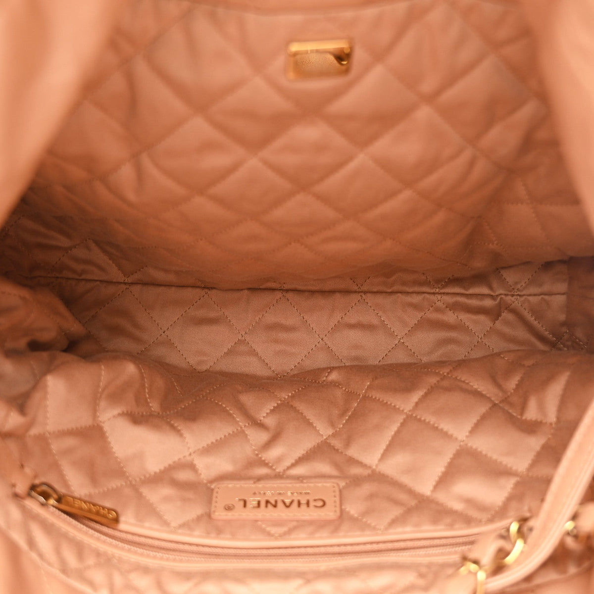 Shiny Calfskin Quilted Small Chanel 22 Beige