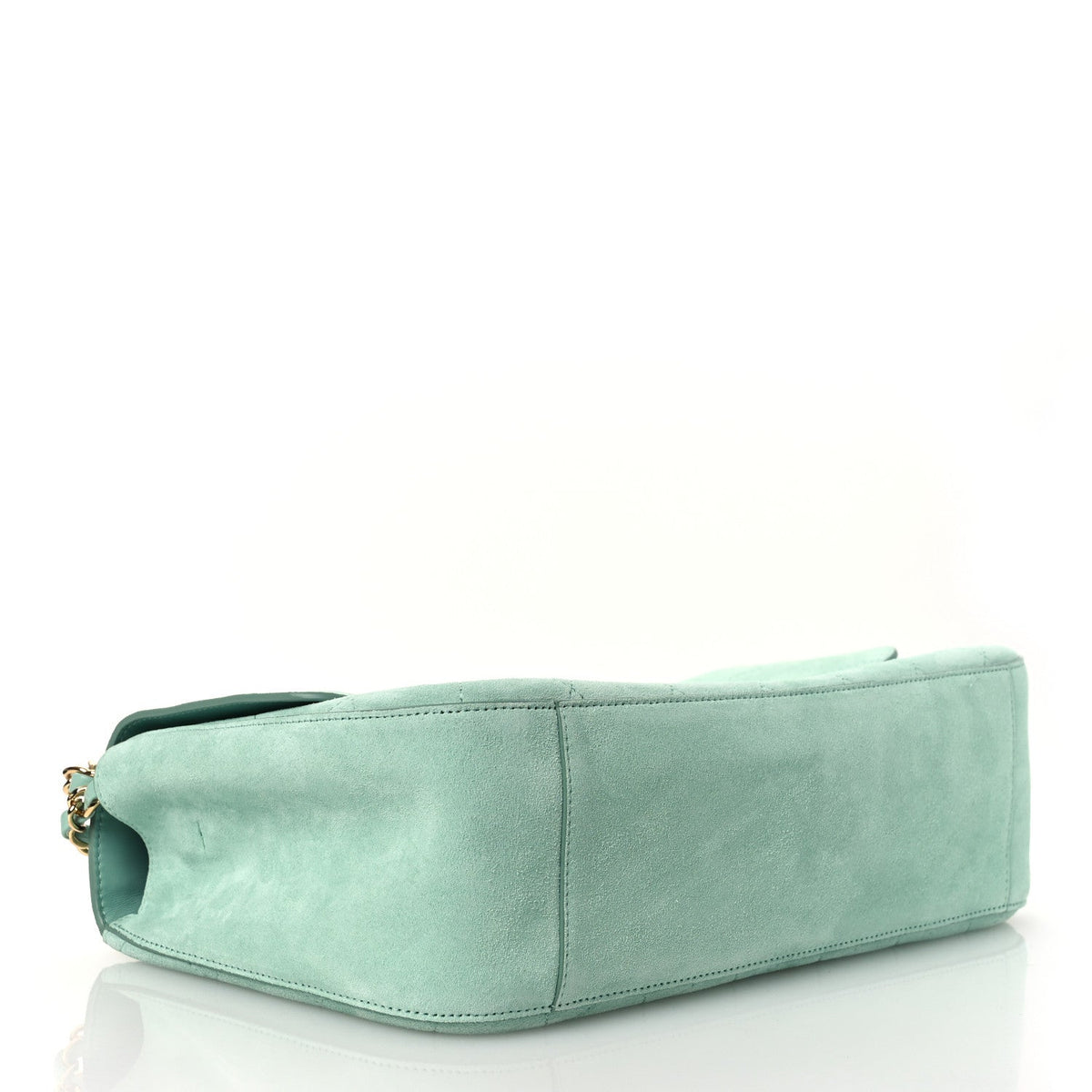 Suede Calfskin Small Souplissimo Maxi Flap Green