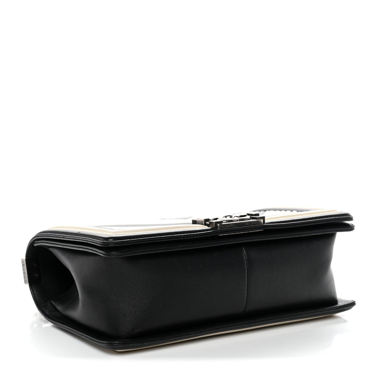 Calfskin Pleated Medium Boy In Rome Flap Black White