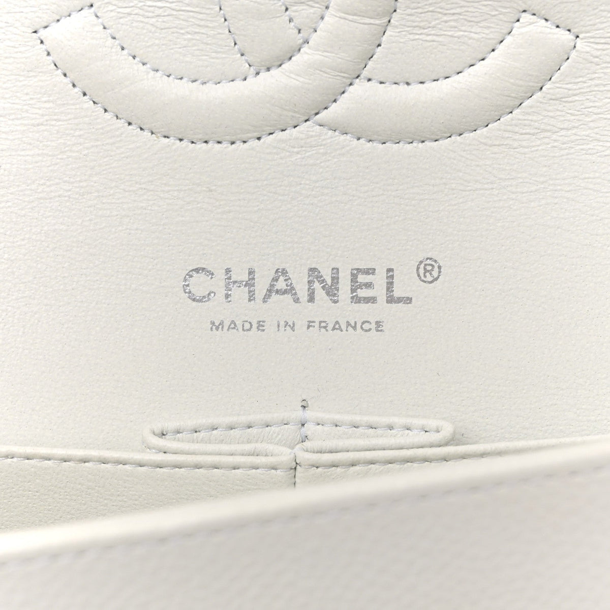 Caviar Quilted Medium Double Flap White