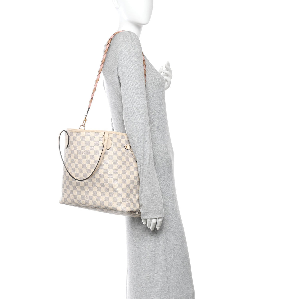 Damier Azur Braided Neverfull MM Pink