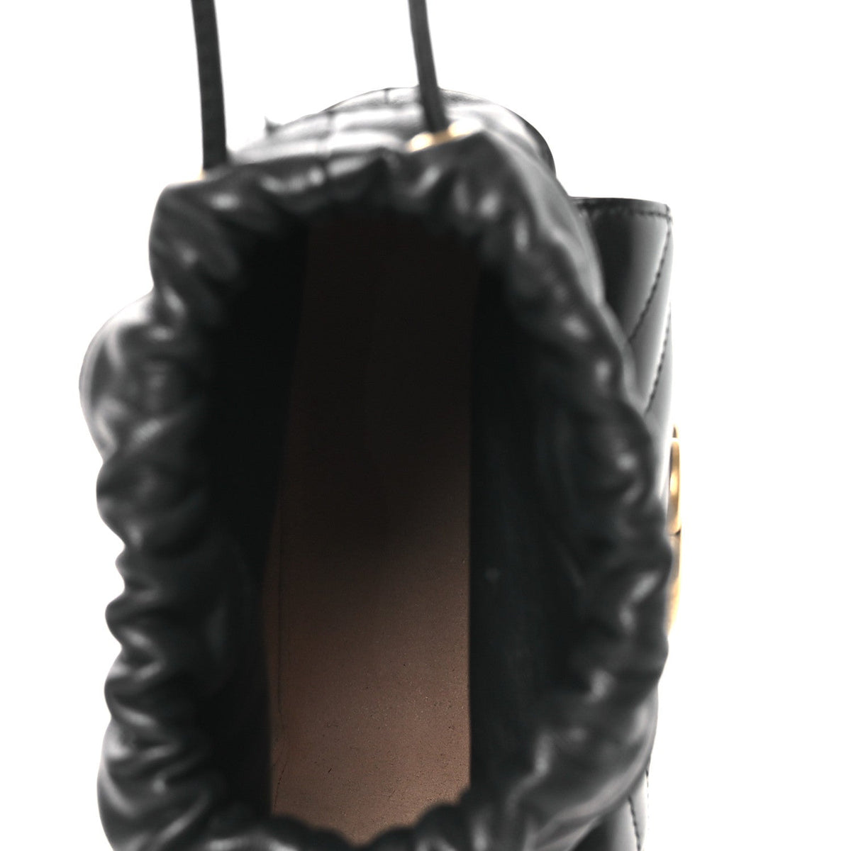 Calfskin Matelasse Front Pocket Mini GG Marmont Bucket Bag Black