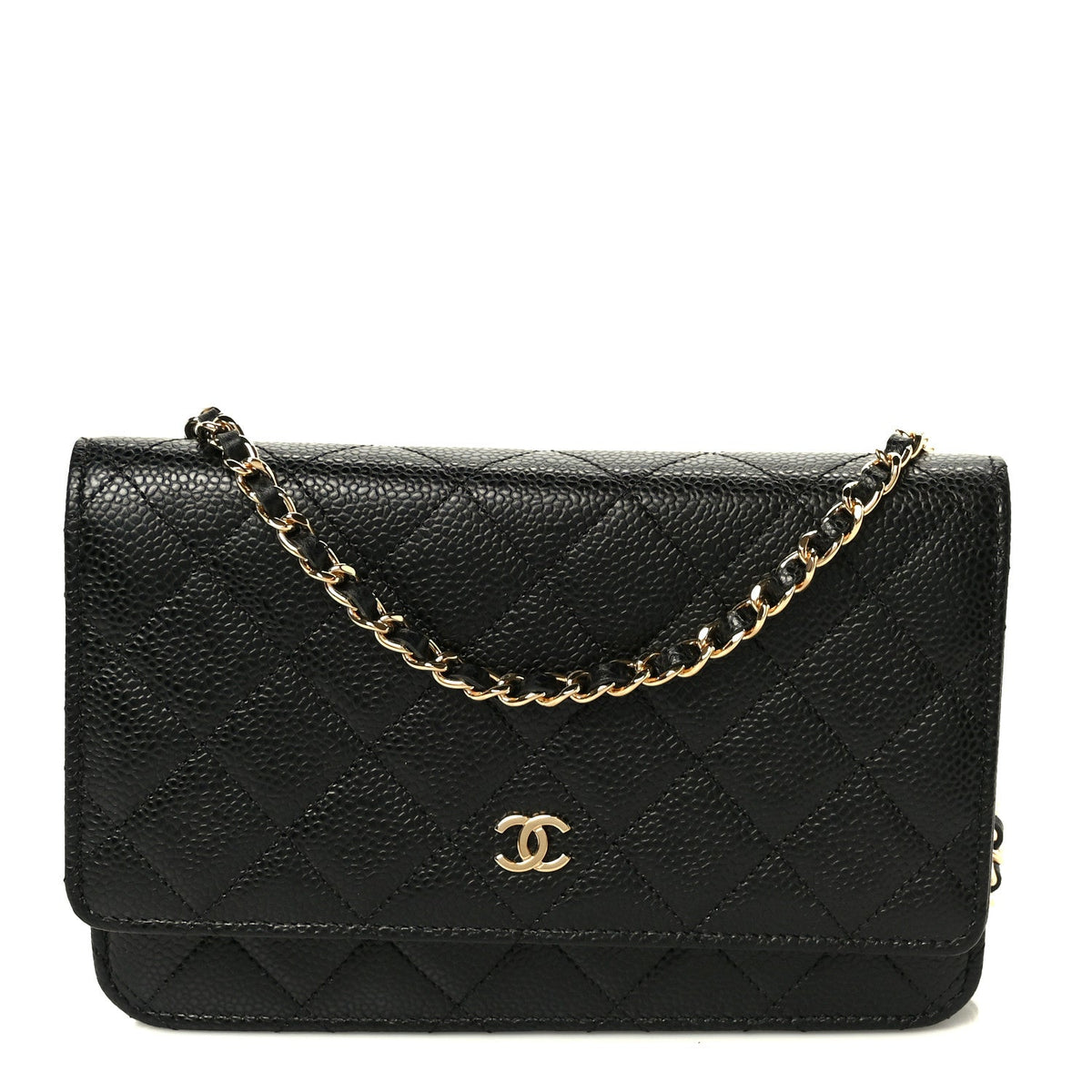 Caviar Quilted Wallet on Chain WOC Black