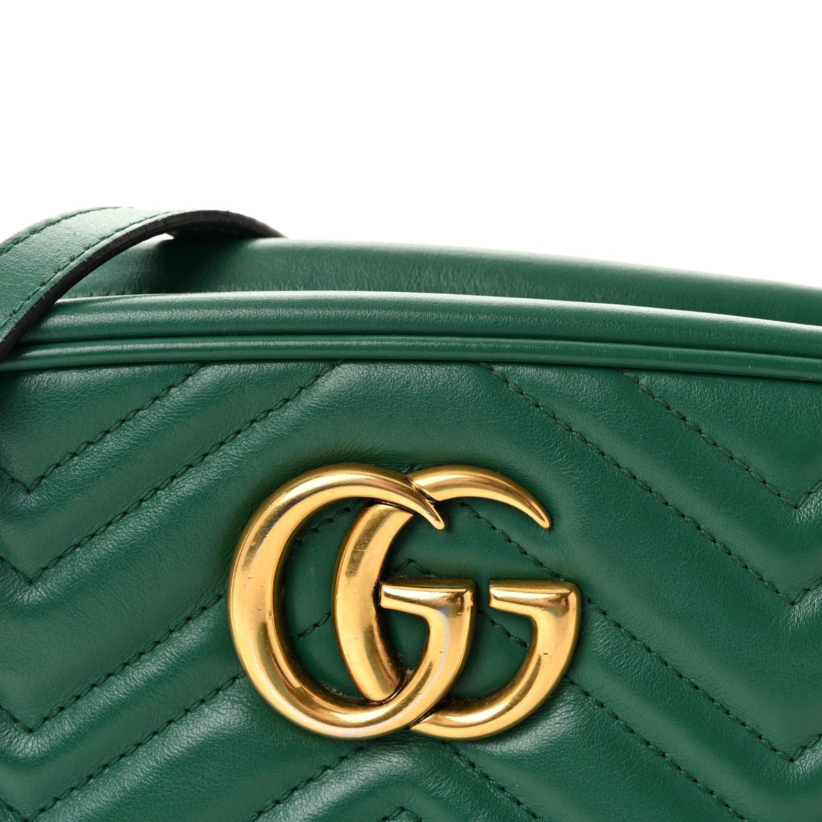 Calfskin Matelasse Small GG Marmont Chain Shoulder Bag Emerald Green