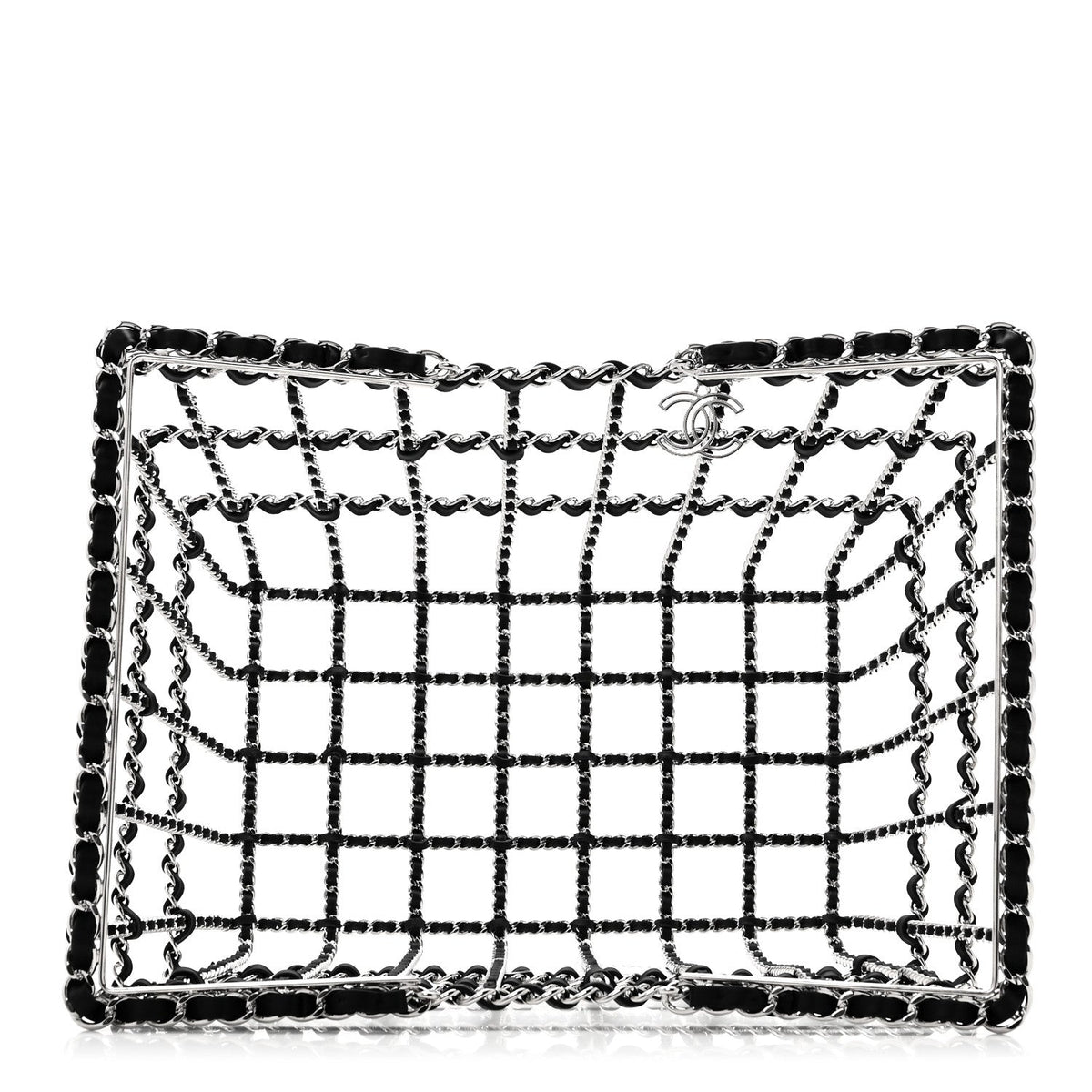 Brass Calfskin Large Grocery By Chanel Shopping Basket Silver