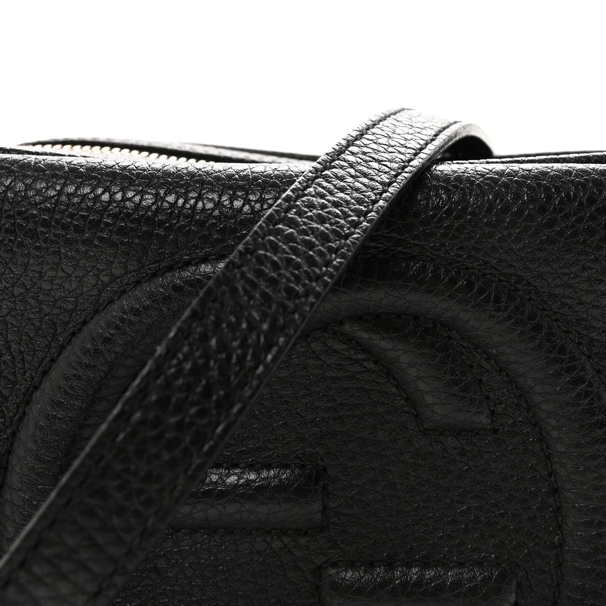 Pebbled Calfskin Small Soho Disco Bag Black