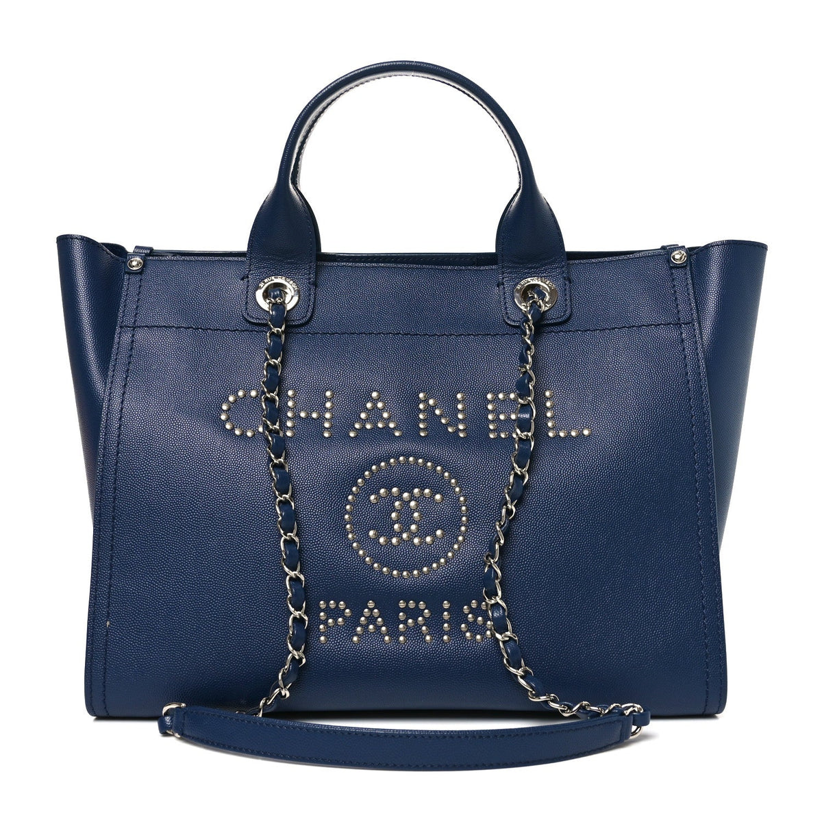 Caviar Small Studded Deauville Tote Navy
