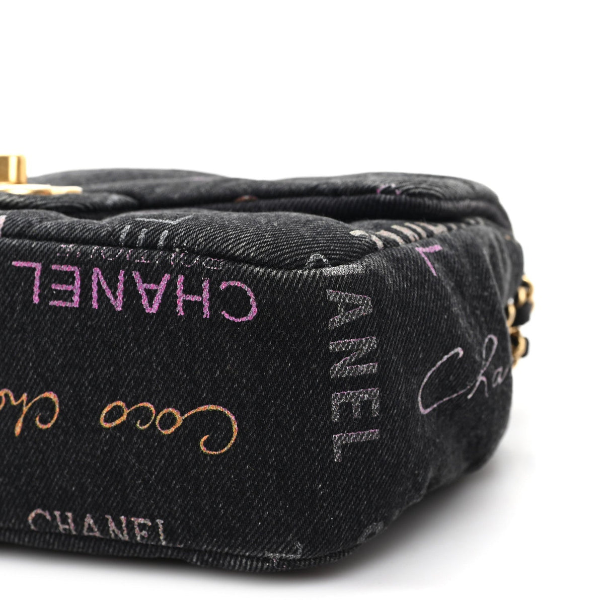 Denim Quilted Denim Mood Mini Rectangular Flap Black Multicolor