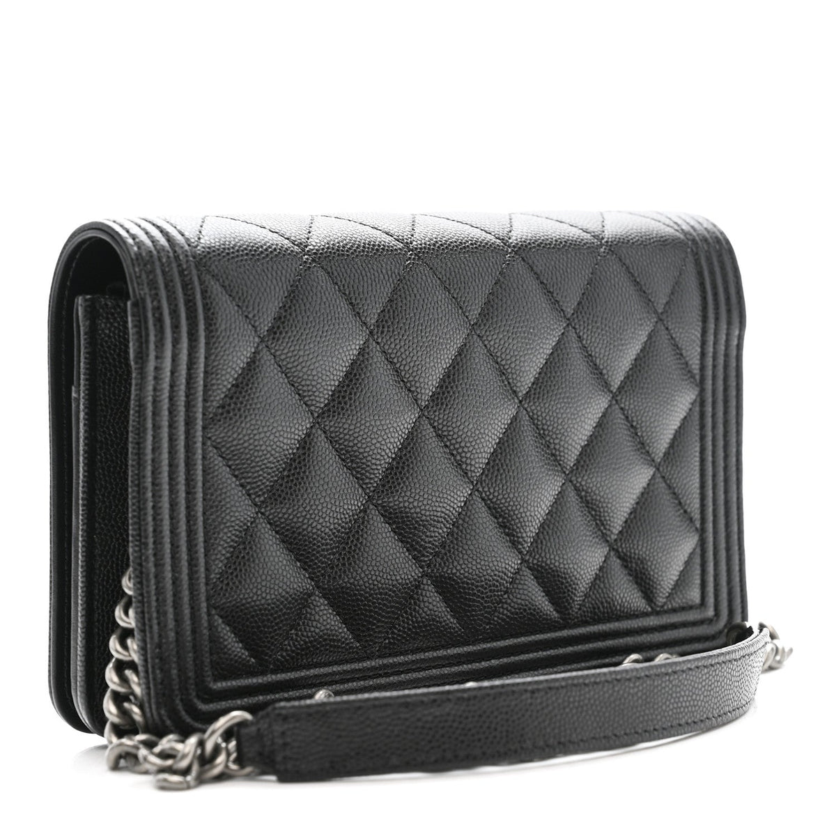 Caviar Quilted Boy Wallet On Chain WOC Black