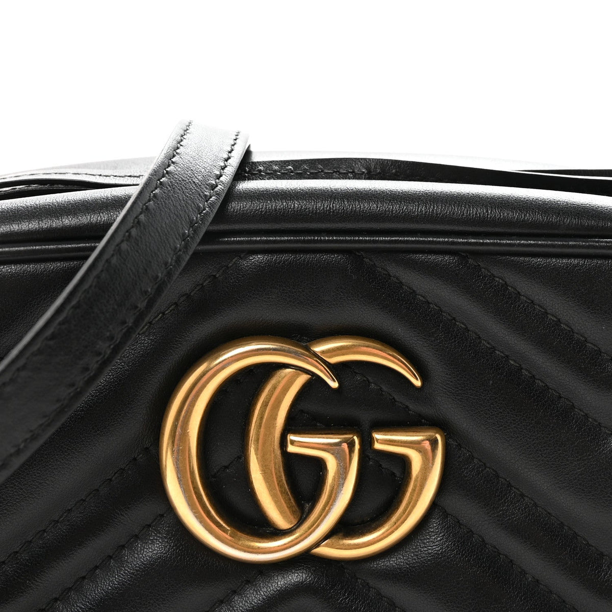 Calfskin Matelasse Small GG Marmont Chain Shoulder Bag Black