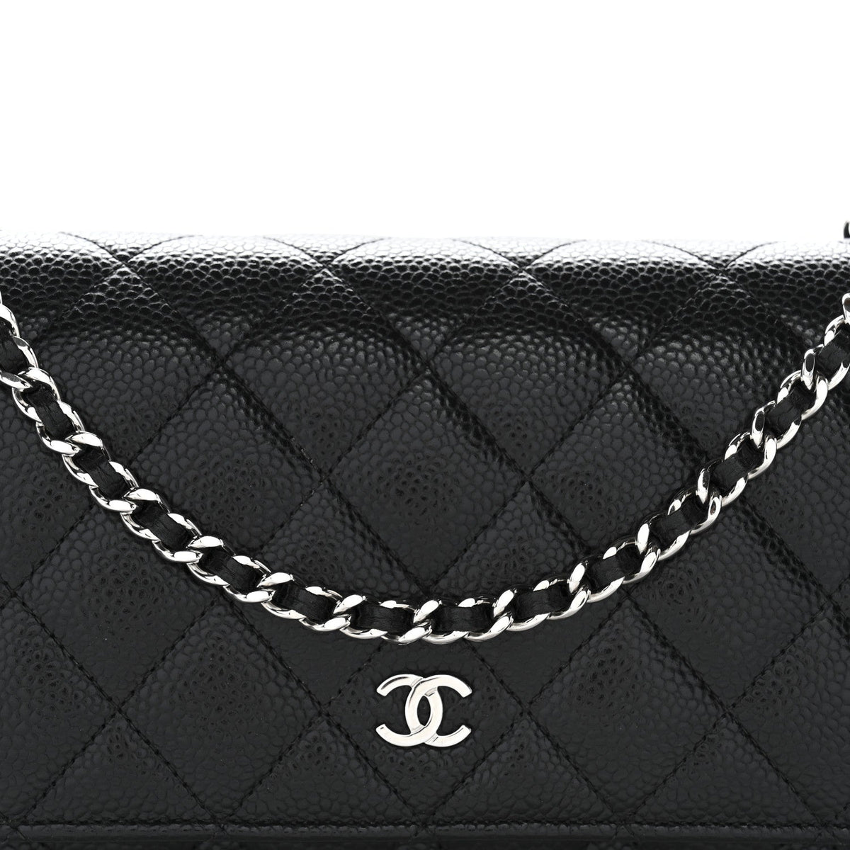 Caviar Quilted Wallet on Chain WOC Black