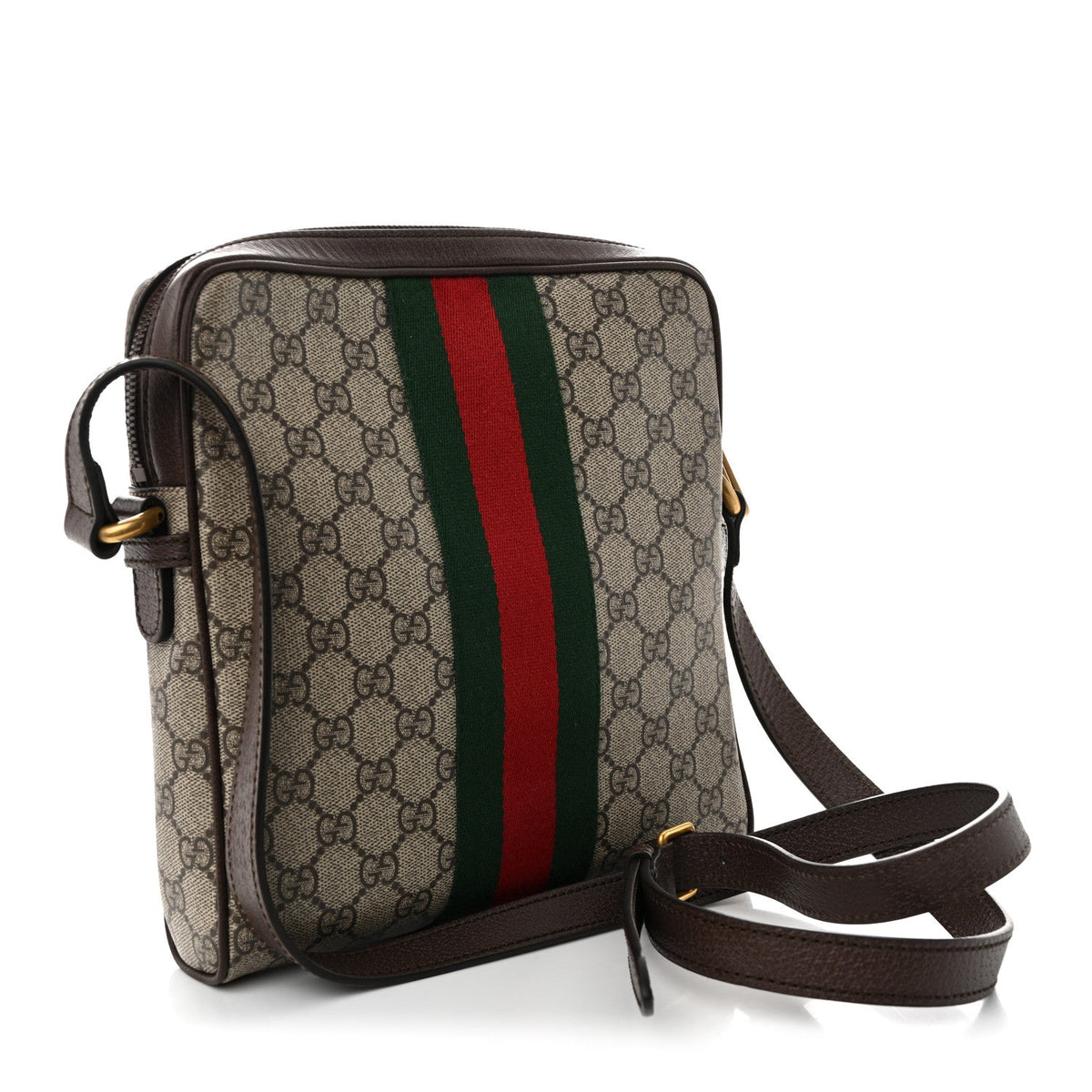 GG Supreme Monogram Web Small Ophidia Messenger Bag Brown