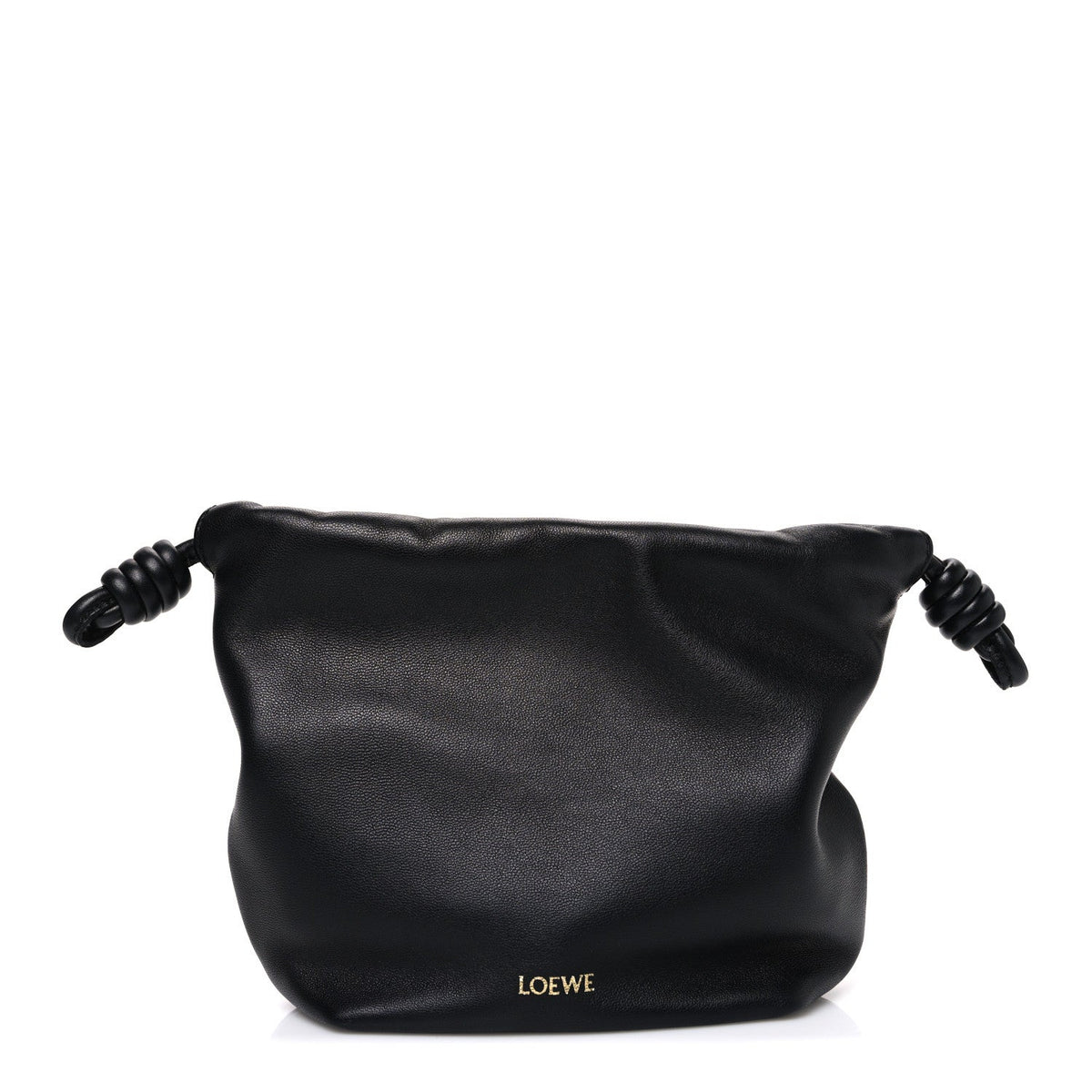 Mellow Nappa Donut Chain Mini Flamenco Knot Clutch Black