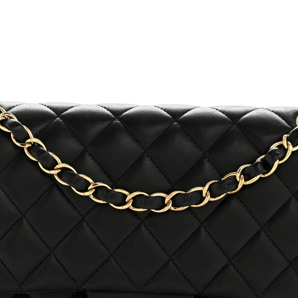 Lambskin Quilted Medium Double Flap Black