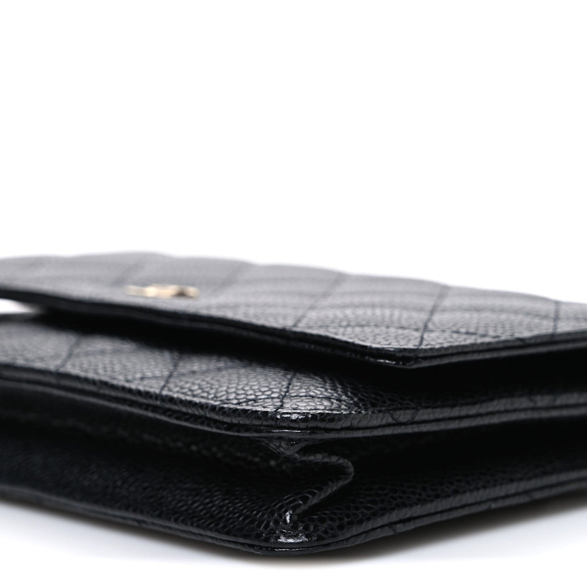 Caviar Quilted Wallet on Chain WOC Black
