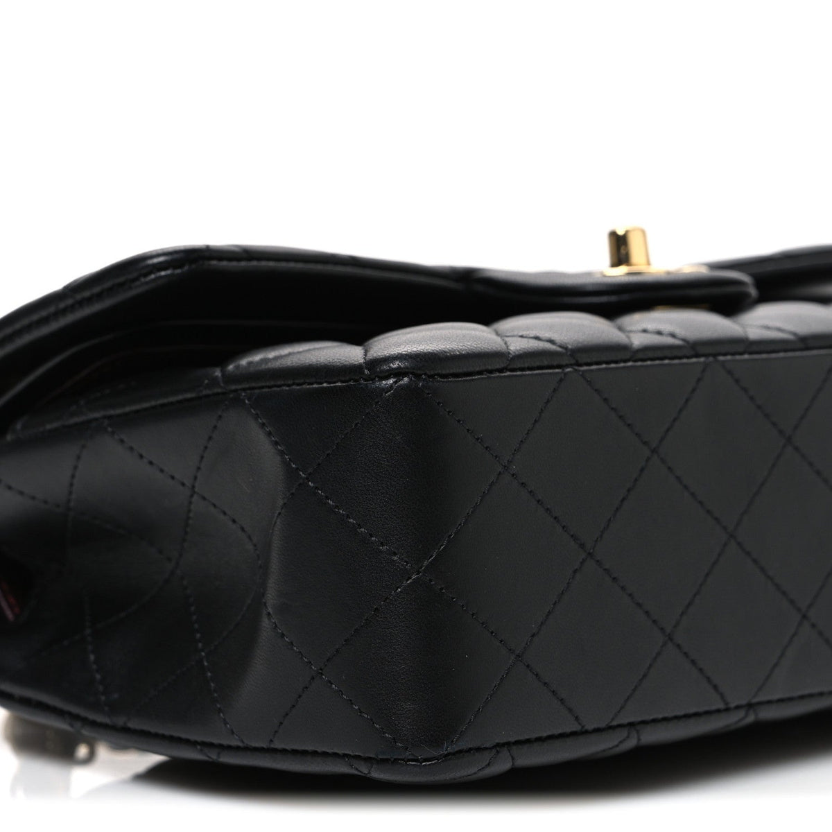 Lambskin Quilted Small Double Flap Black