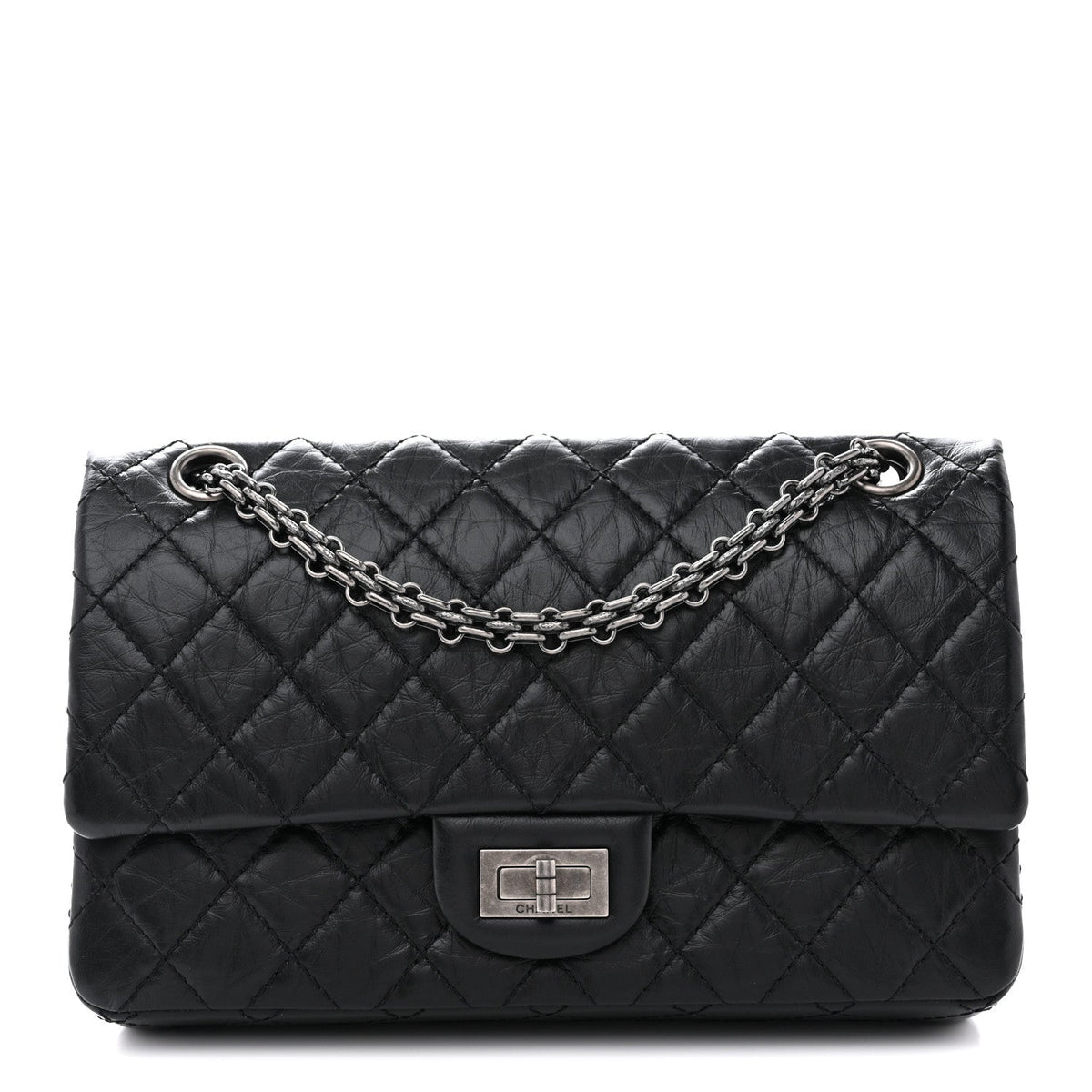Aged Calfskin Quilted 2.55 Reissue 225 Flap Black
