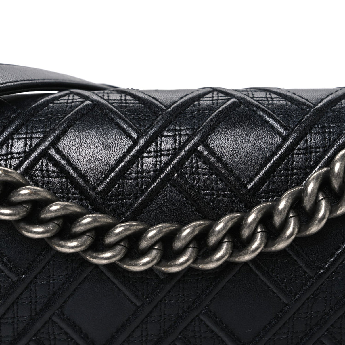 Lambskin Stitched Medium Boy Flap Black