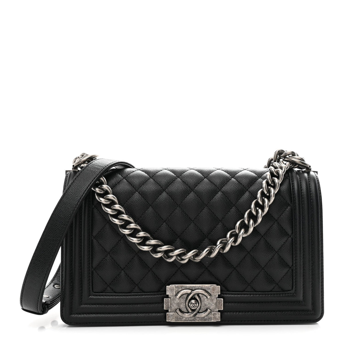 Caviar Quilted Medium Boy Flap Black