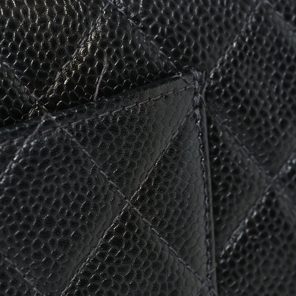 Caviar Quilted Medium Double Flap Black