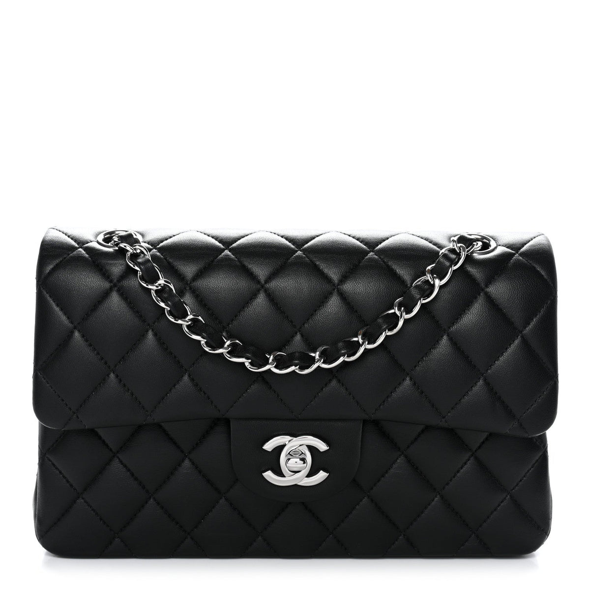 Lambskin Quilted Small Double Flap Black