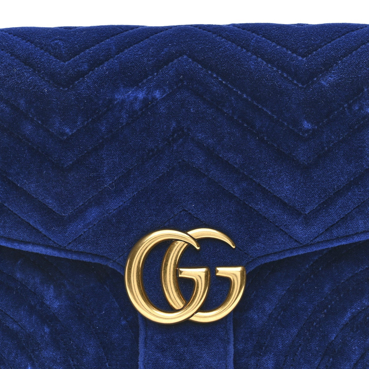 Velvet Matelasse GG Marmont Clutch Cobalt Blue