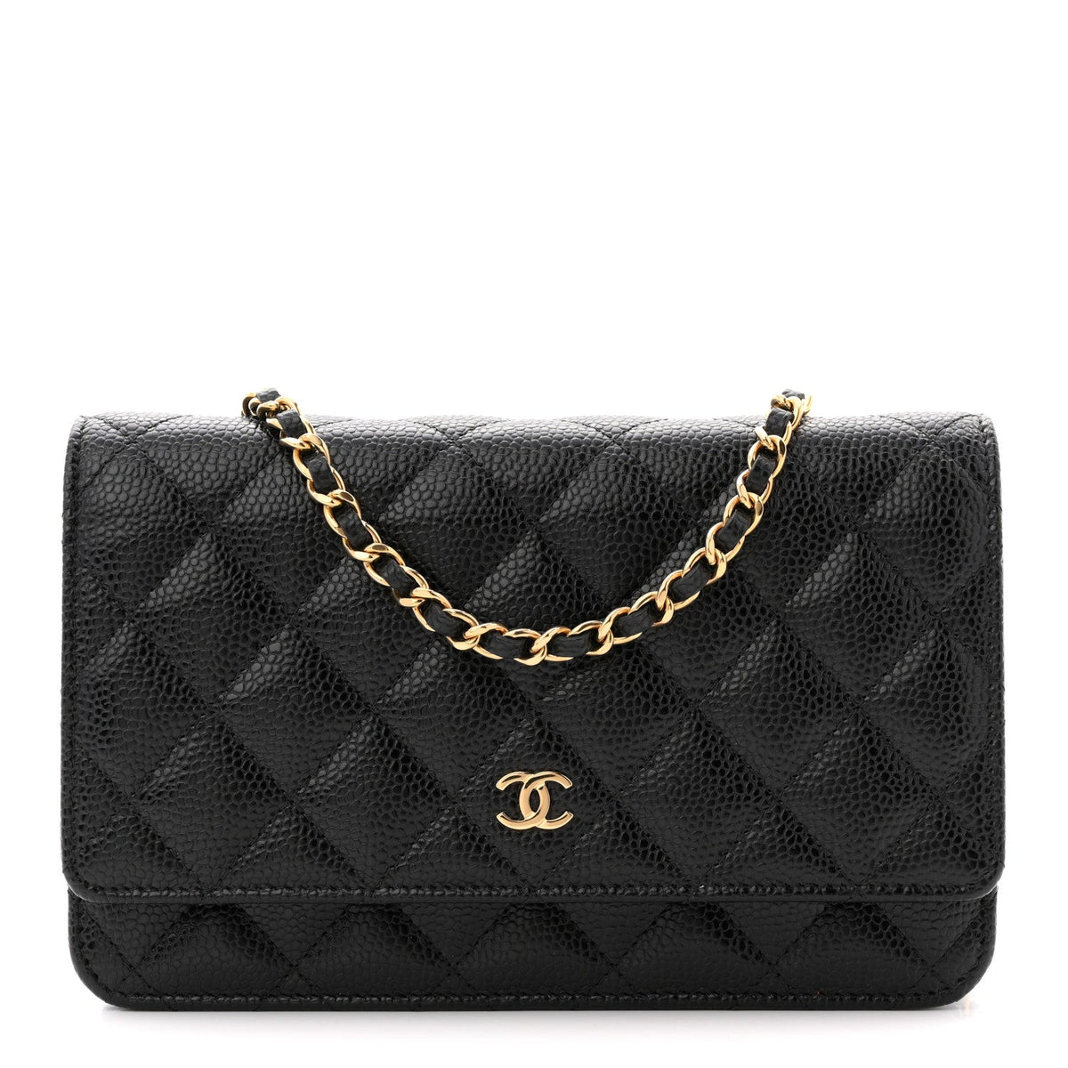 Caviar Quilted Wallet on Chain WOC Black