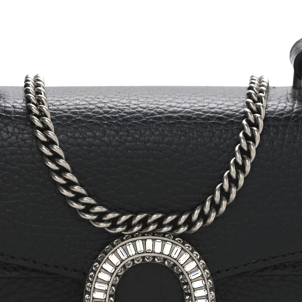 Dollar Calfskin Crystal Mini Dionysus Top Handle Bag Black Crystal