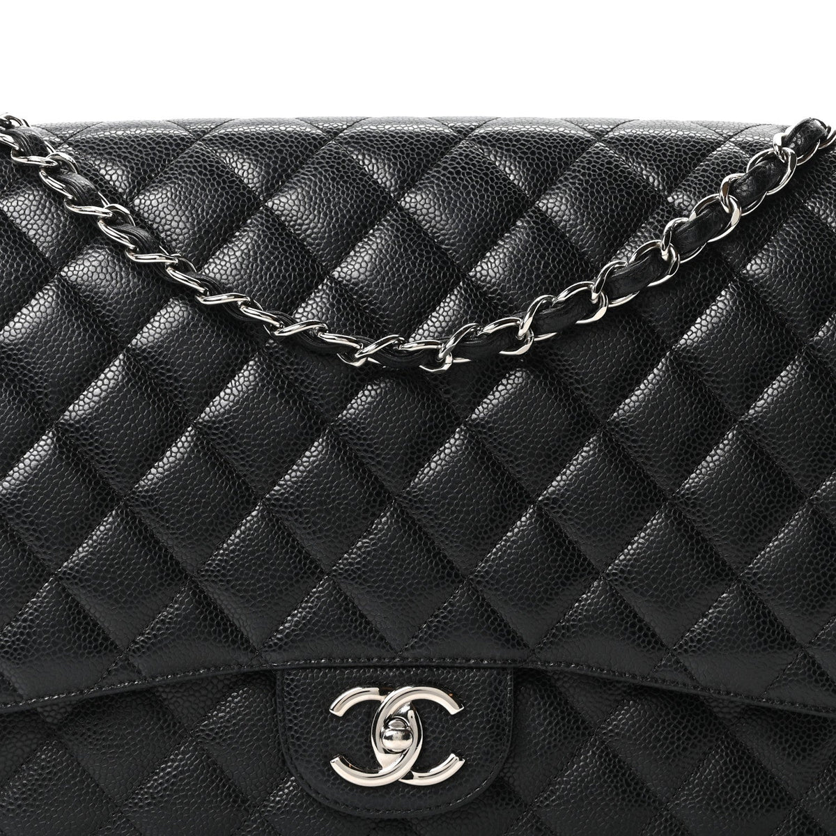 Caviar Quilted Maxi Double Flap Black