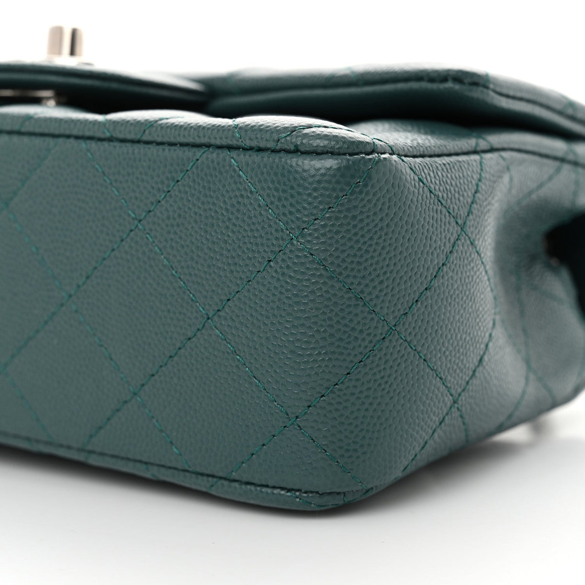 Caviar Quilted Mini Rectangular Flap Dark Turquoise