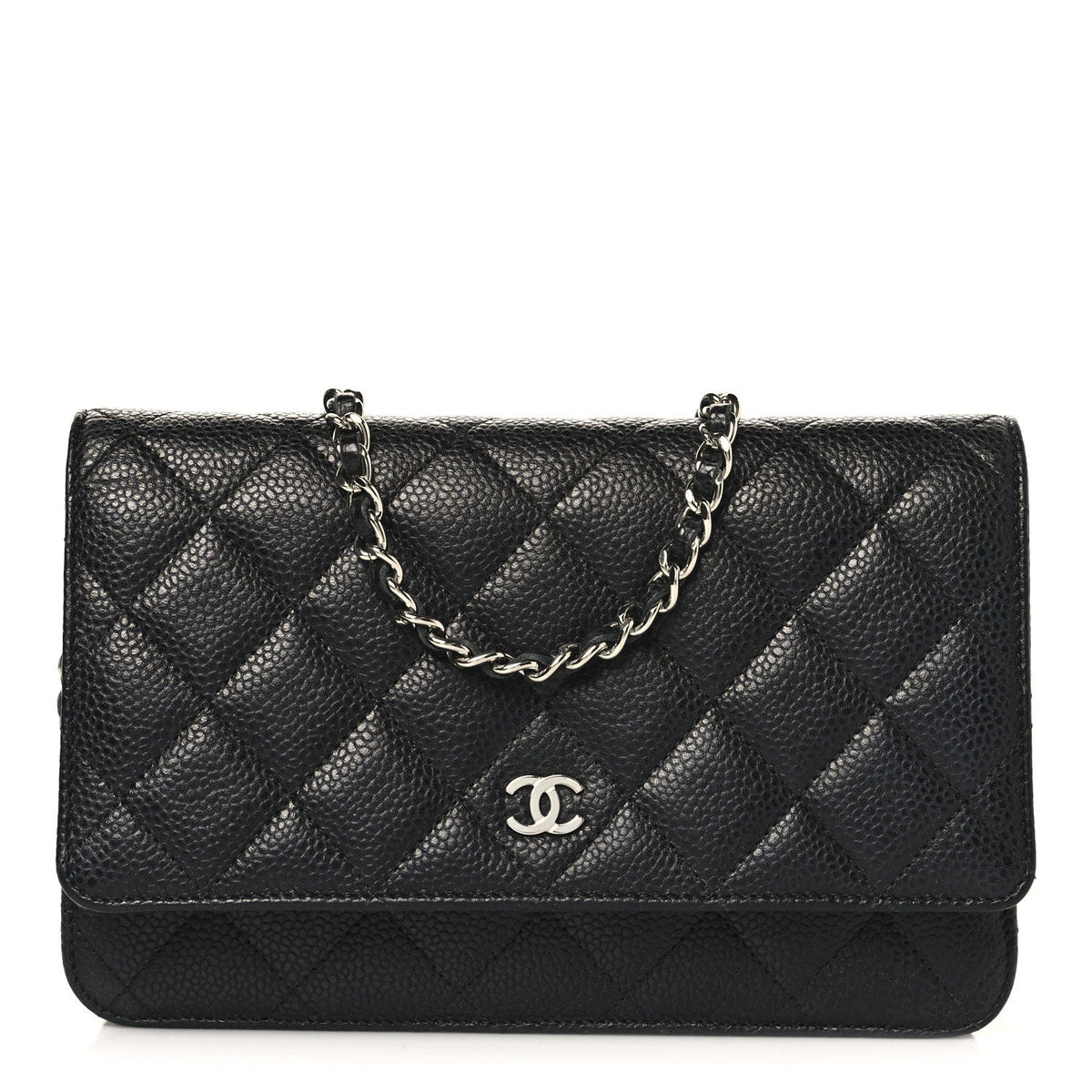 Caviar Quilted Wallet on Chain WOC Black