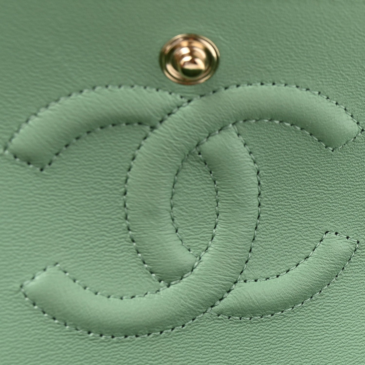 Caviar Quilted Small Double Flap Light Green