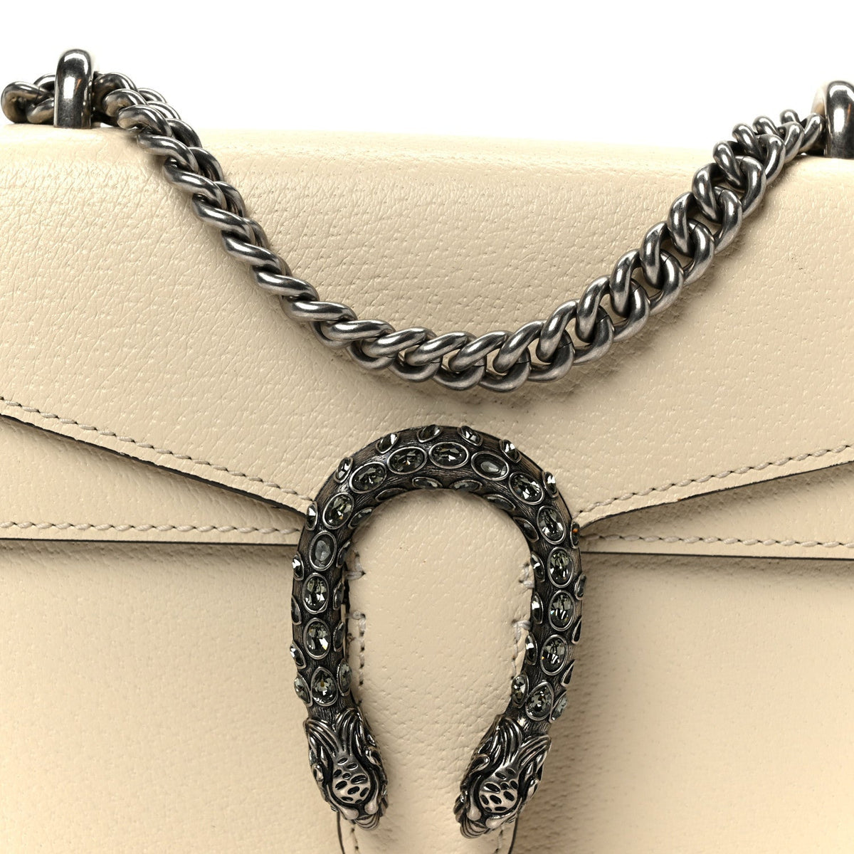 Textured Calfskin Crystal Mini Dionysus Shoulder Bag Mystic White