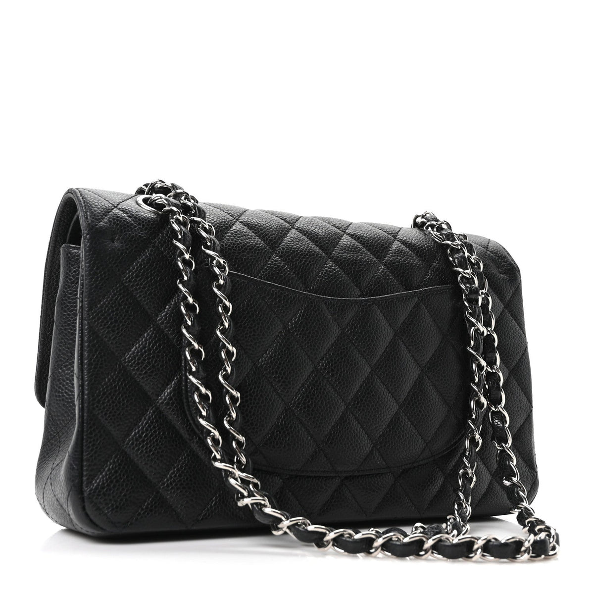 Caviar Quilted Medium Double Flap Black