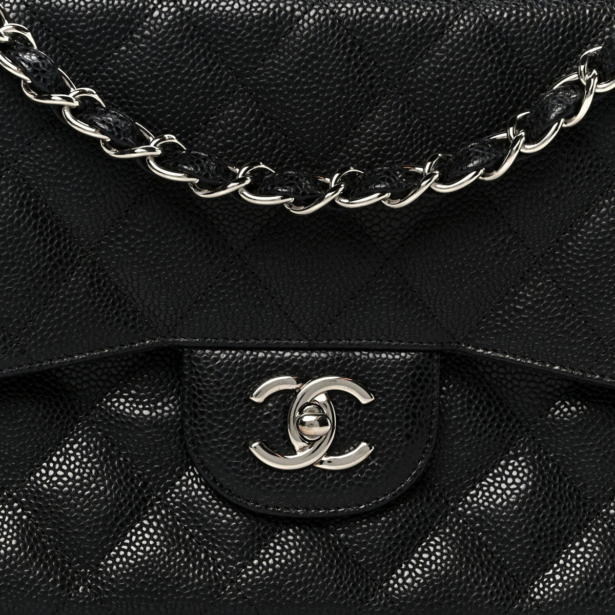 Caviar Quilted Jumbo Double Flap Black