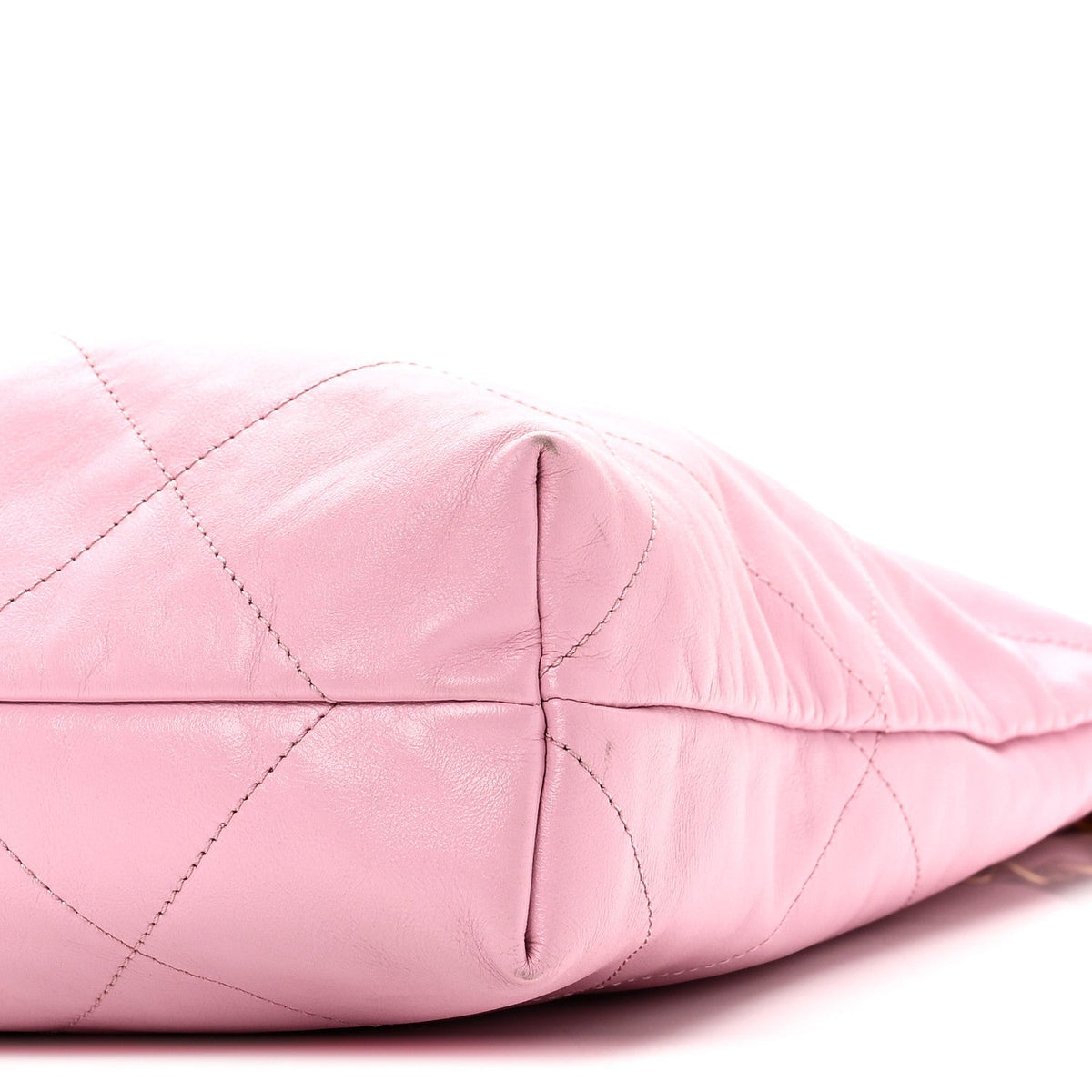 Shiny Calfskin Quilted Chanel 22 Drawstring Bag Pink