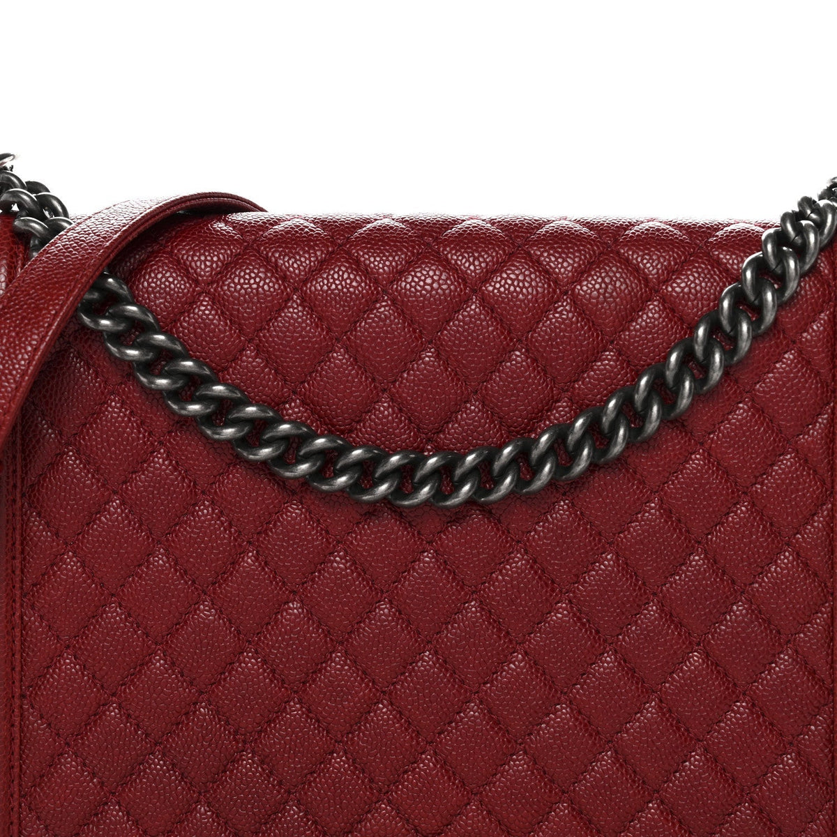 Caviar Quilted Large Boy Flap Dark Red