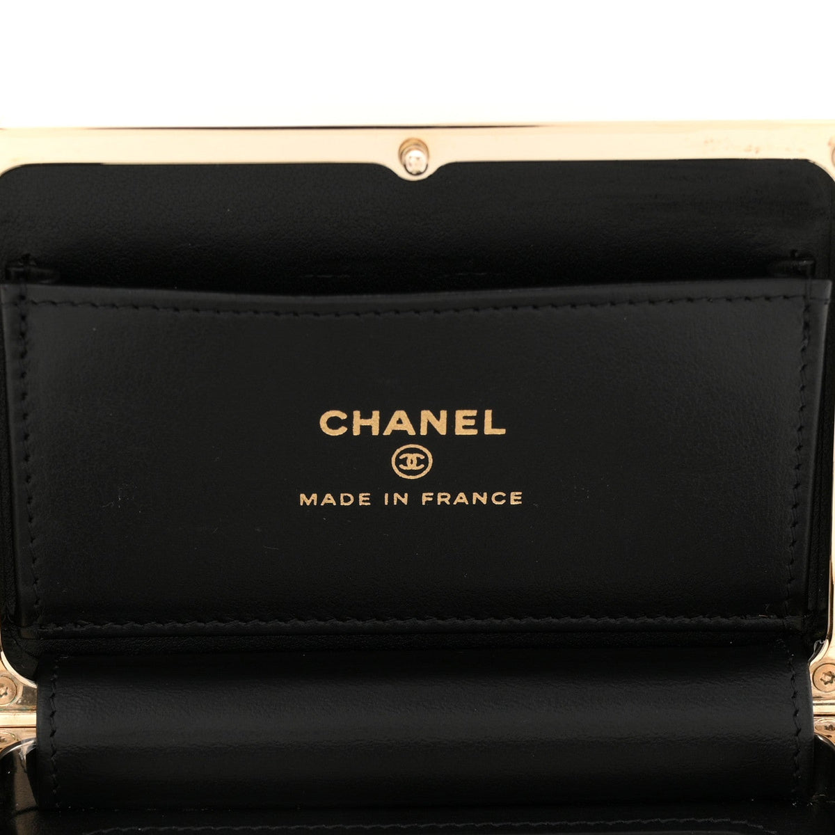 Patent Calfskin Boy Minaudiere Black