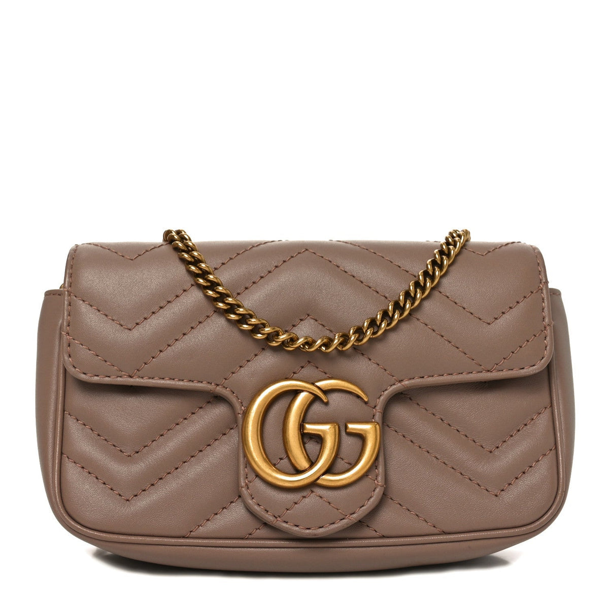 Calfskin Matelasse Super Mini GG Marmont Shoulder Bag Porcelain Rose